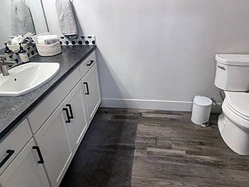 Master bath is attached to the room