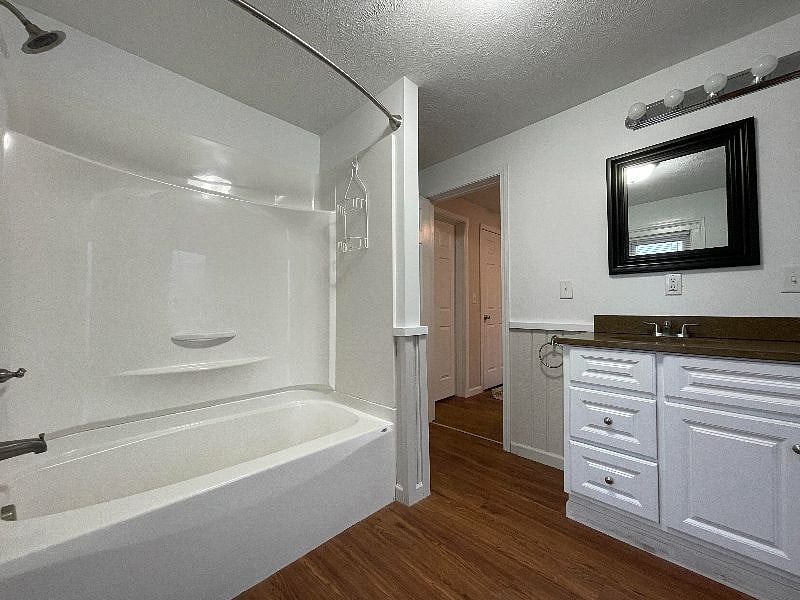 Upstairs bathroom with double vanity