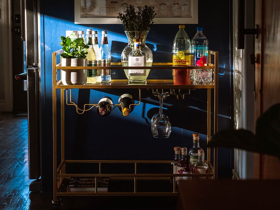 And to top the night off, take advantage of the stocked bar cart to help you craft your favorite post-dinner beverages.