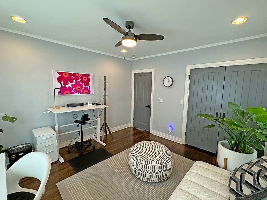 (Alt view)
The second room in the house serves as an office / guest bedroom complete with two desks (one sit, one adjustable standing). An inflatable queen mattress is available if needed.
