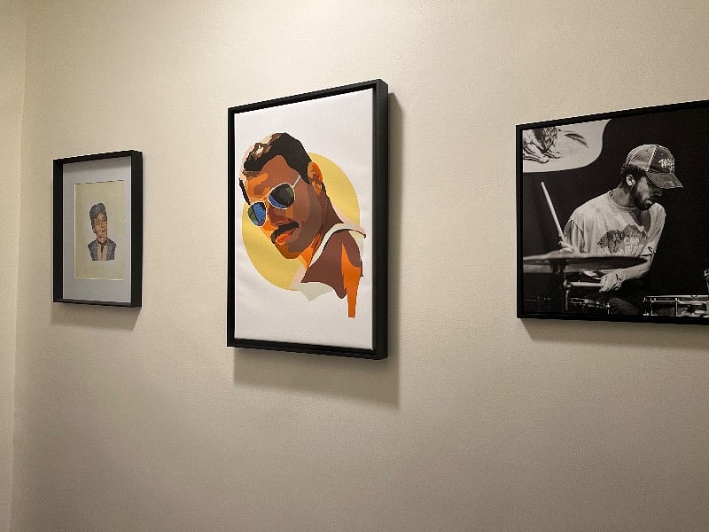 Interesting artwork fill the apartment