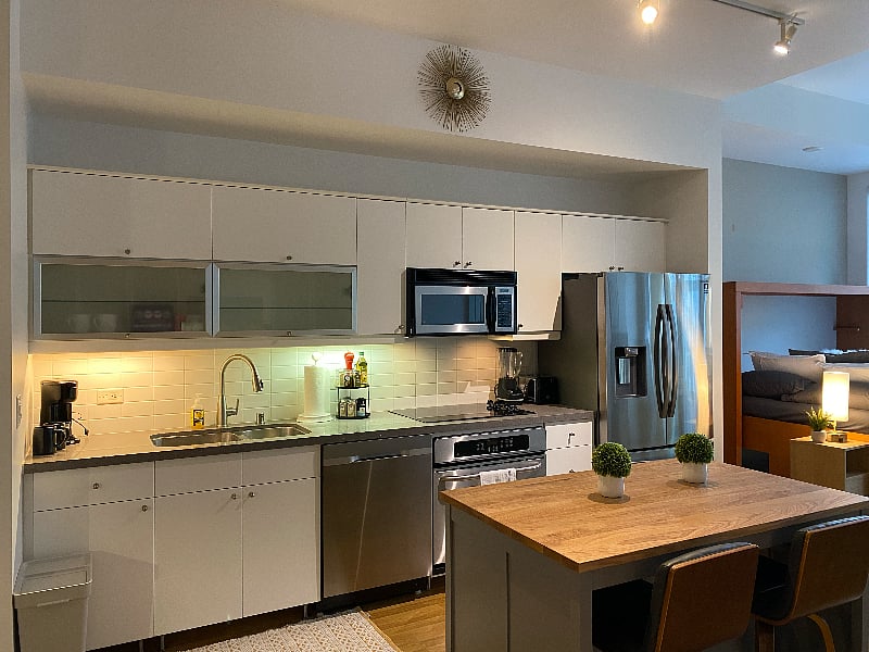 Full kitchen, newer Island/stools, fridge and dishwasher!