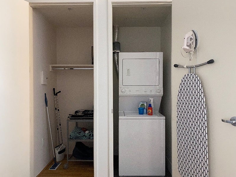 Storage closet and complete laundry care.