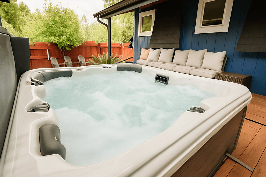 Soak your worries away in the private hot tubsurrounded by nature, comfort, and total relaxation.