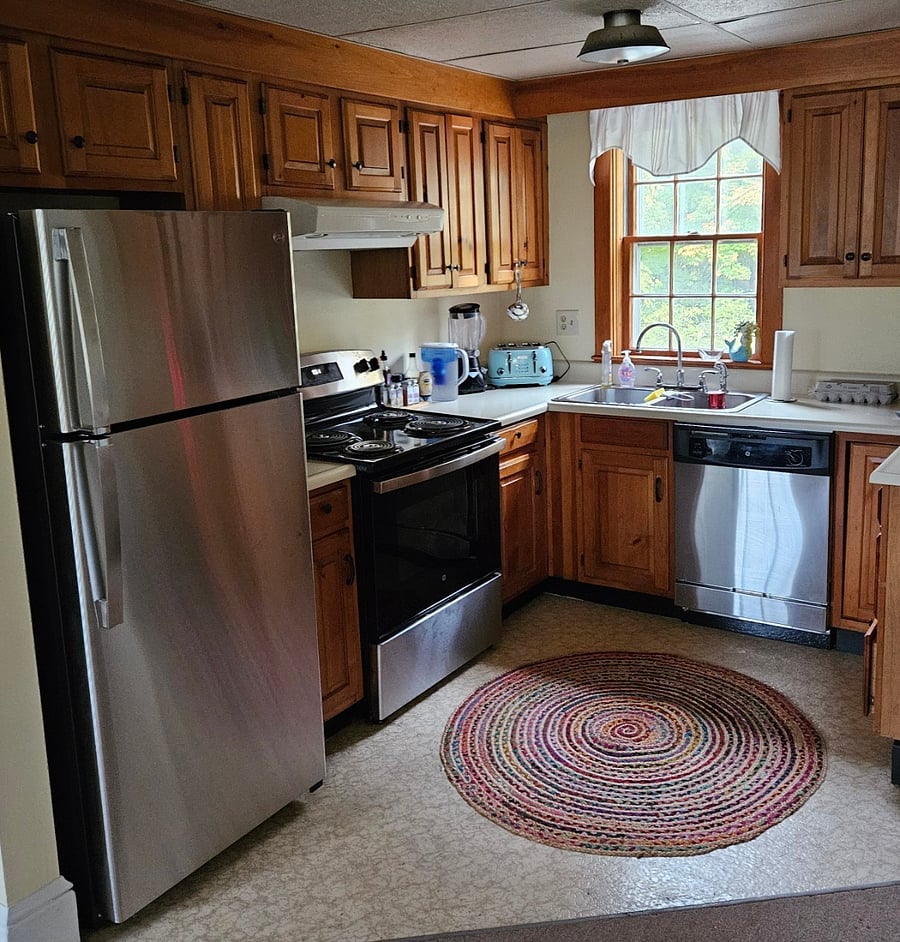 brand new stainless fridge, electric oven & dishwasher!
