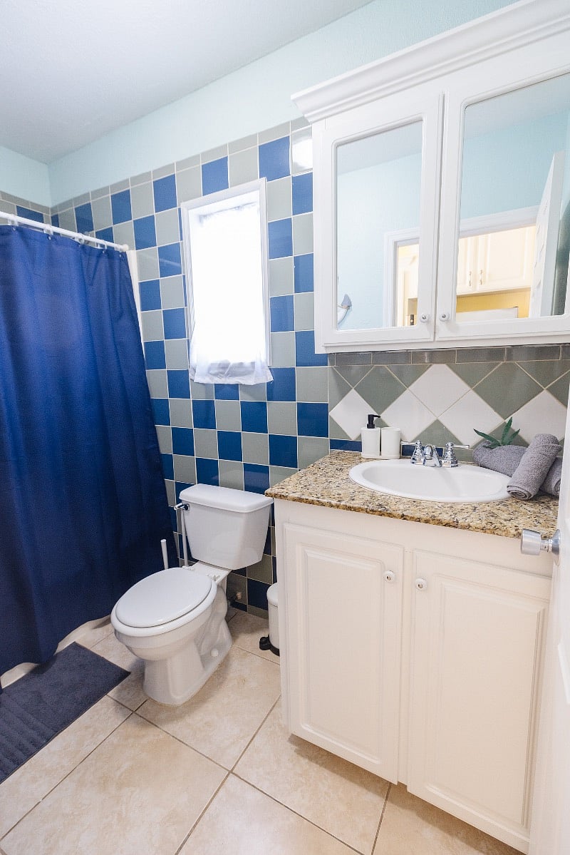 Bathroom and shower.