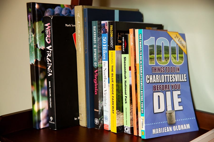 The apartment is equipped with lots of books to help you plan your adventures in and around Charlottesville and learn a little of our city's history!