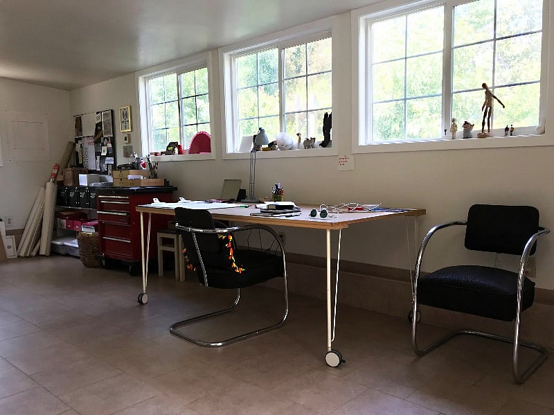 artist studio with access to the back yard and garden