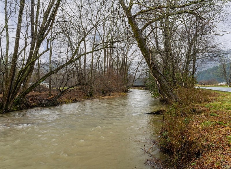 Mills River is across the street. Not on property, but accessible.