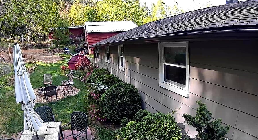 Backyard where you can sit, eat, and have a fire in the evening.