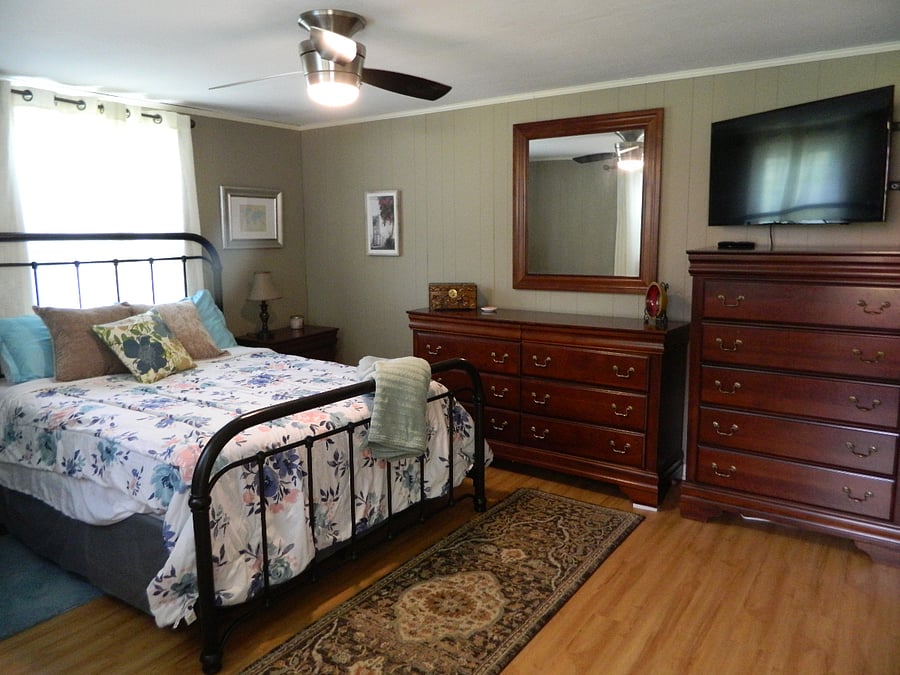 This bedroom is the master with a new ensuite and a porch connected.