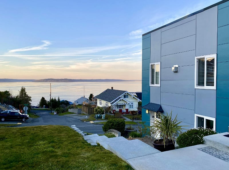 View of the water and front duplex unit.