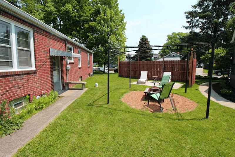 Head around back to enjoy the community outdoor space.