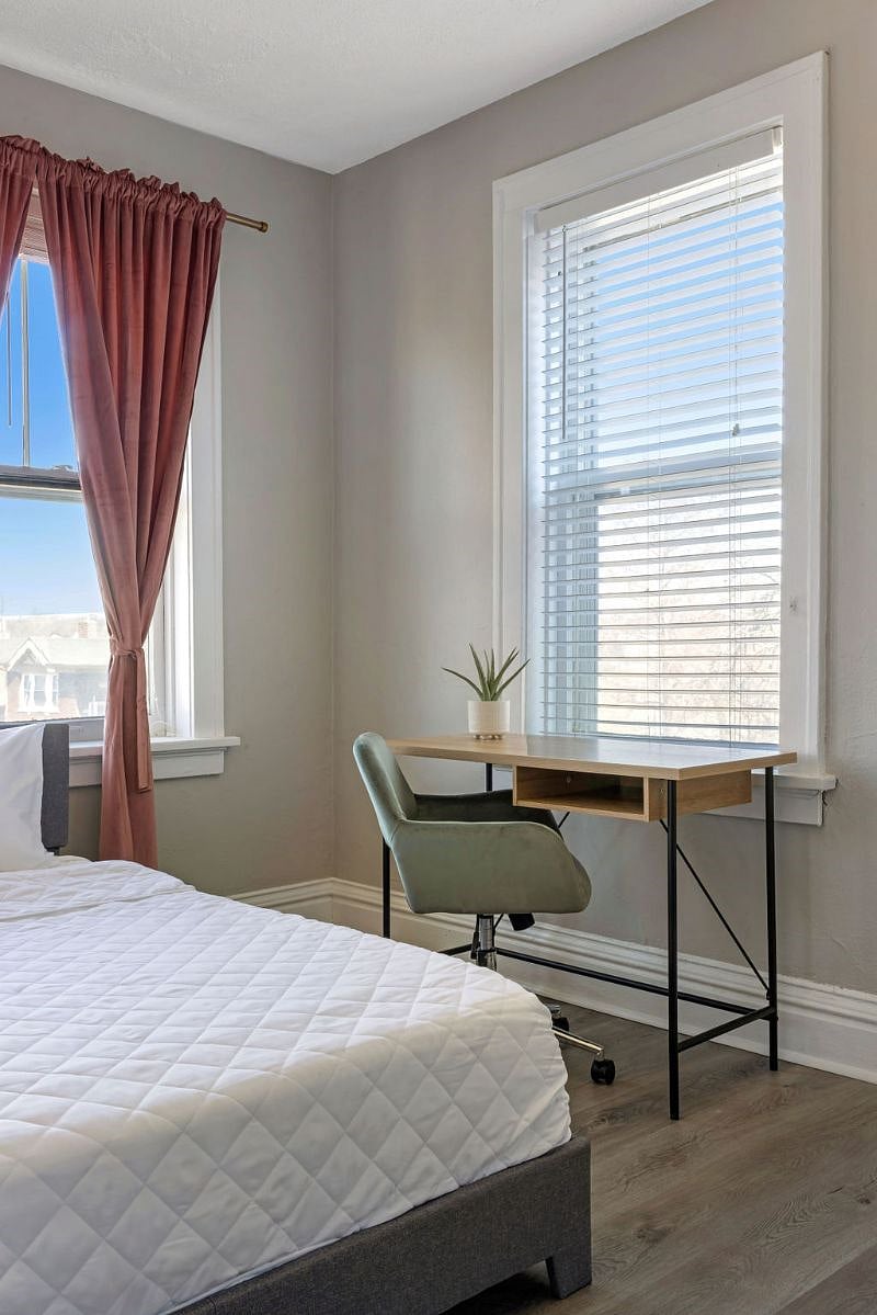 This room also has a desk and chair