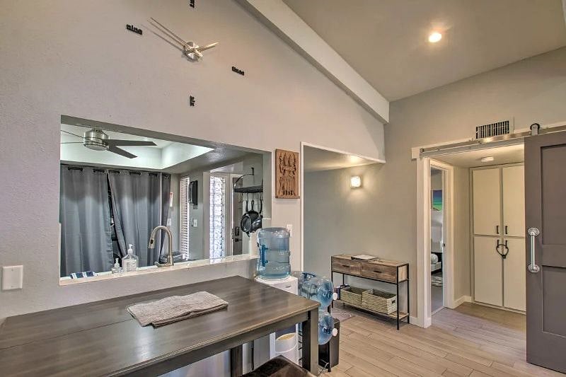 Looking into kitchen from living room