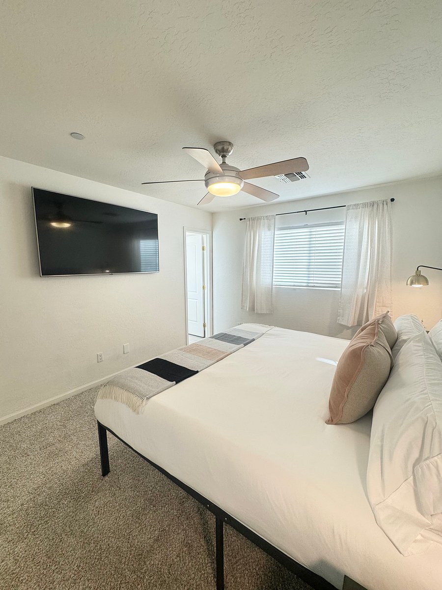 Primary Bedroom: King Size Bed, En-Suite Bathroom (Shower ) Smart TV, Fully Size Dresser located in the closet with full length mirror.