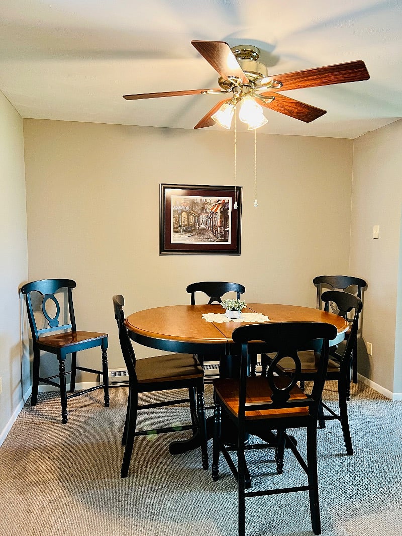 Apartment A: Dining Room connects to Kitchen and Living Room 