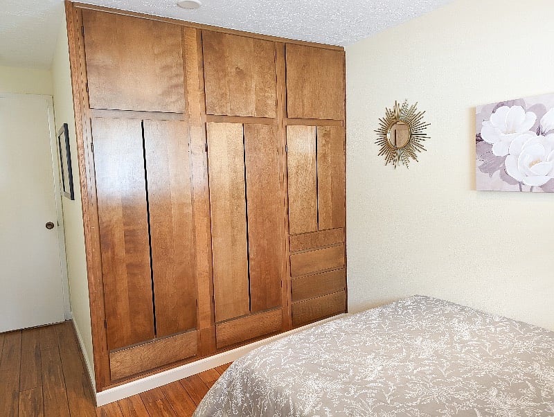 Built-in closet in rental room. 
