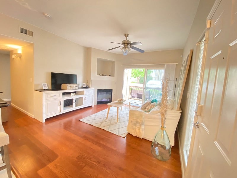 Comfortable living room with a sofa bed for guests