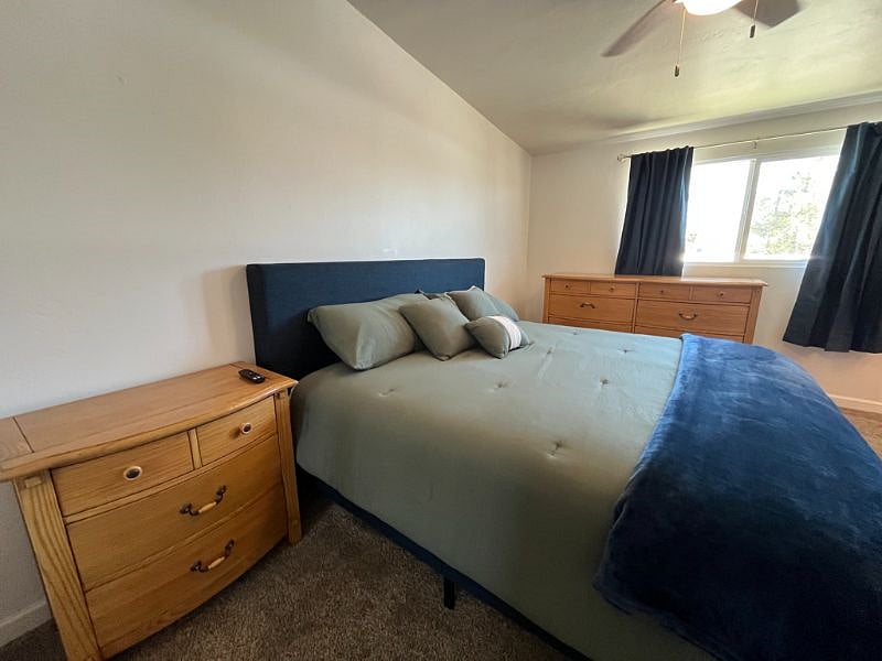 Your Master, King Bedroom comes with a brand new mattress, sheets, comforter, black-out curtains, walk-in closet, dresser, nightstand, 50-inch voice-control smart TV, and in-suite full bathroom with brand new towels. 