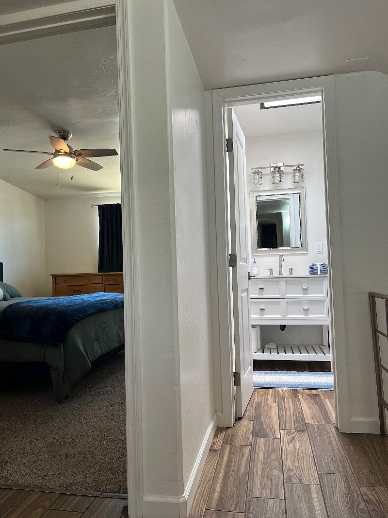View of your bedroom entrance, next to the shared, upstairs bathroom!