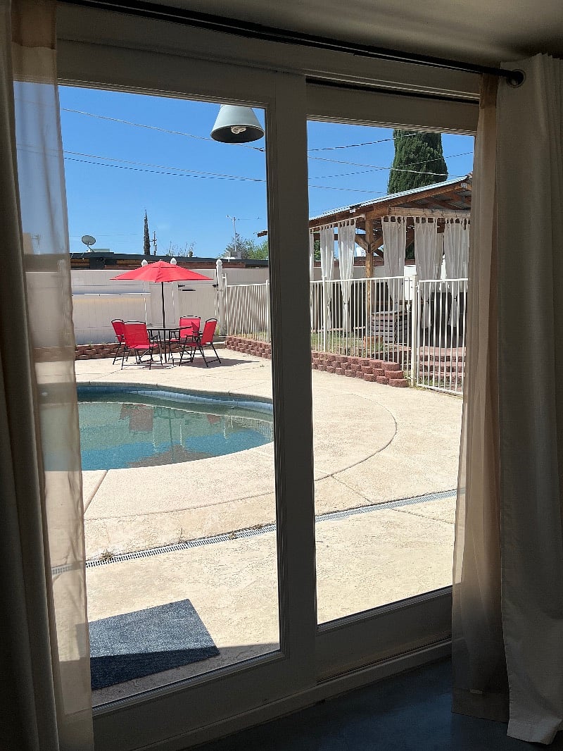 View of backyard from inside.