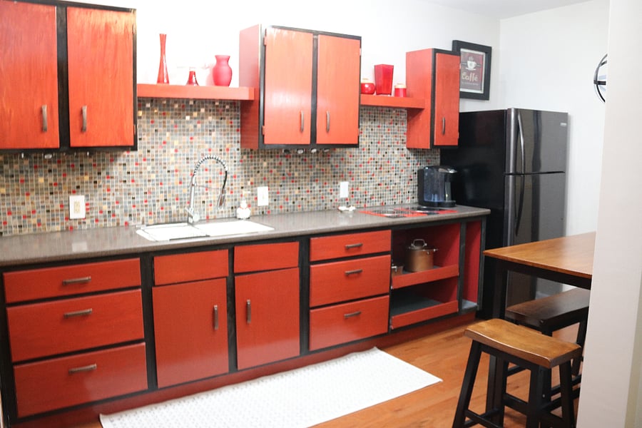 Kitchen Double Sink and Cooking Area