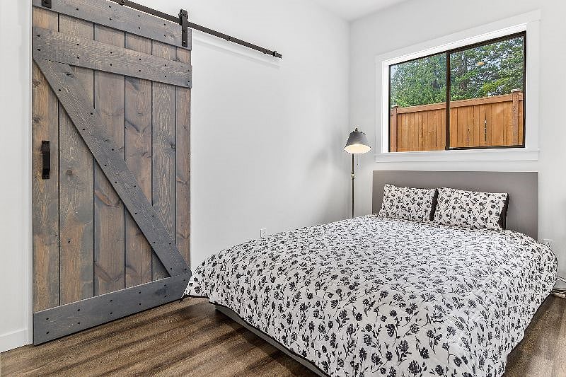 Quiet bedroom with blackout curtains available