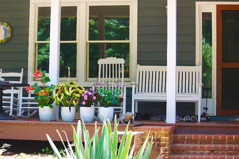 Partial view of the front entrance porch.