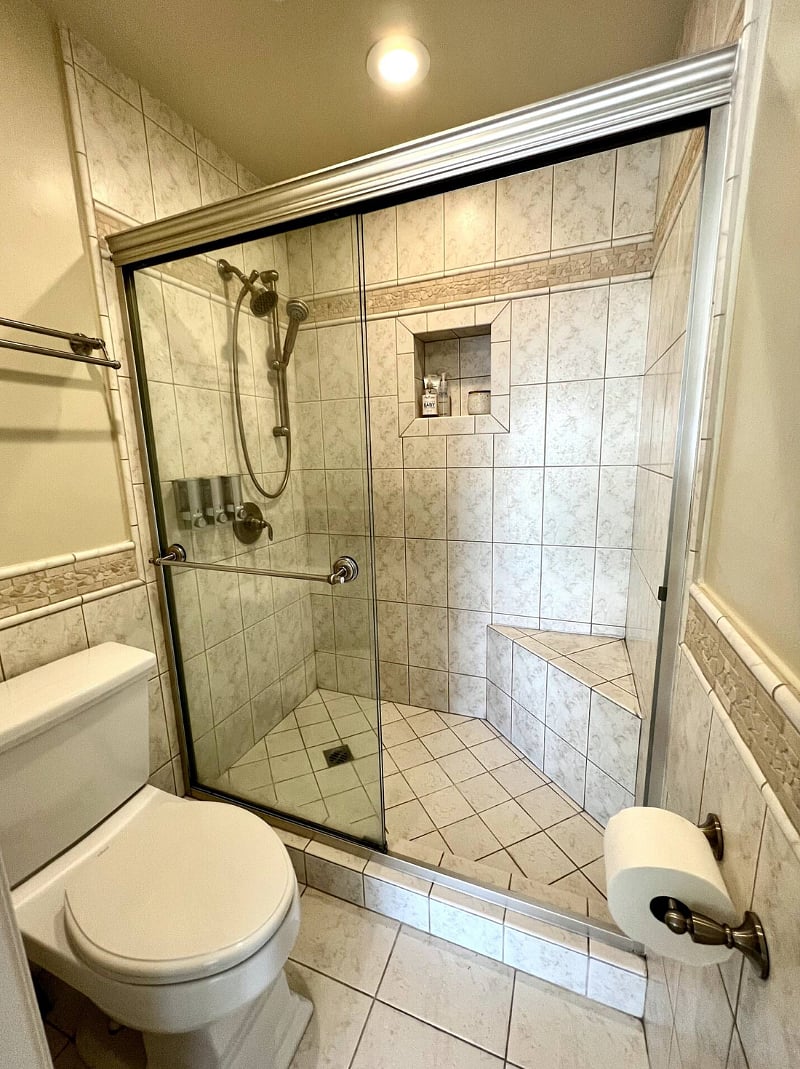 Large shower in master bathroom