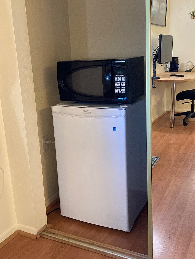 Small fridge and microwave