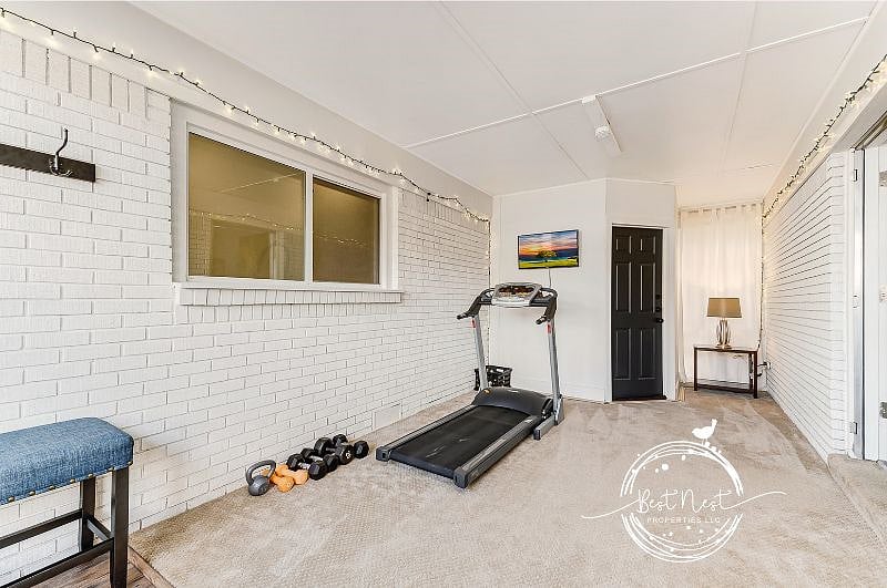Private treadmill with smart TV and plenty of space for working out.   