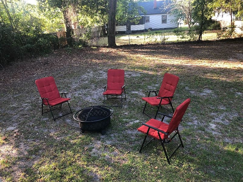 Firepit and seats galor for evening gatherings