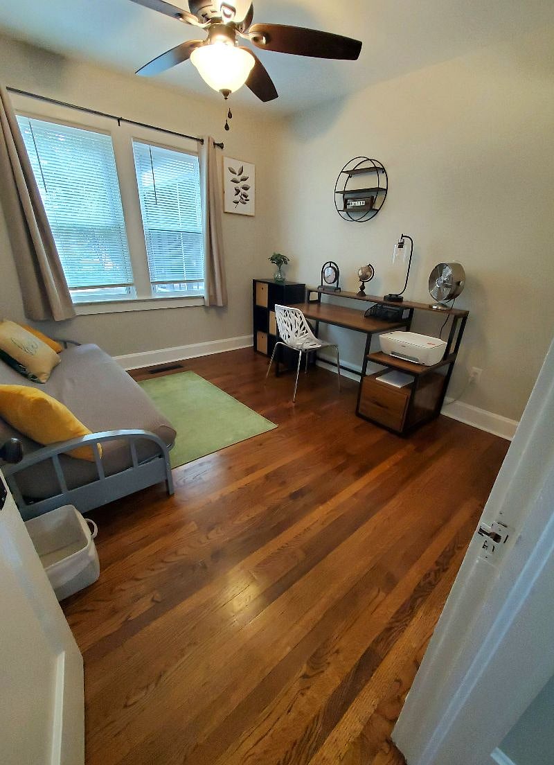 3rd bedroom / office with memory foam full size futon that converts to a bed
