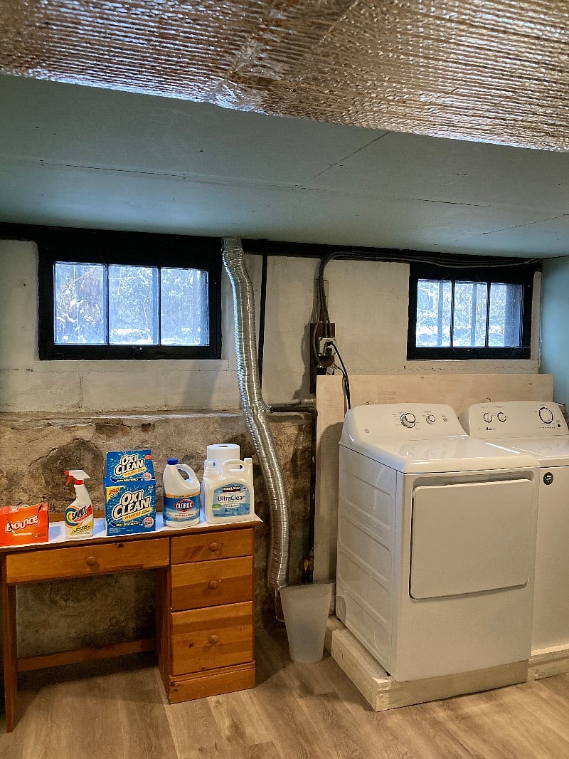 Washer and dryer in basement 