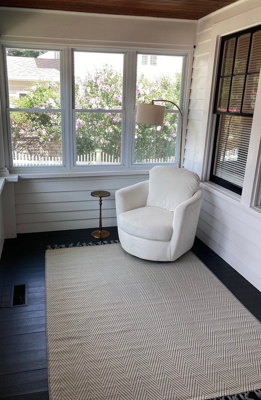 Enclosed porch reading nook