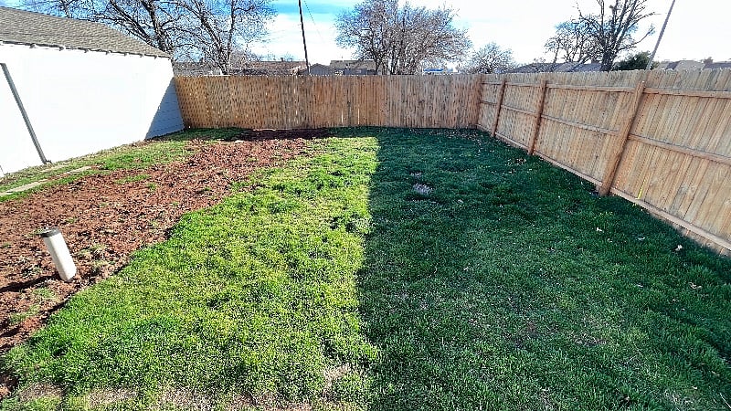 Fenced backyard