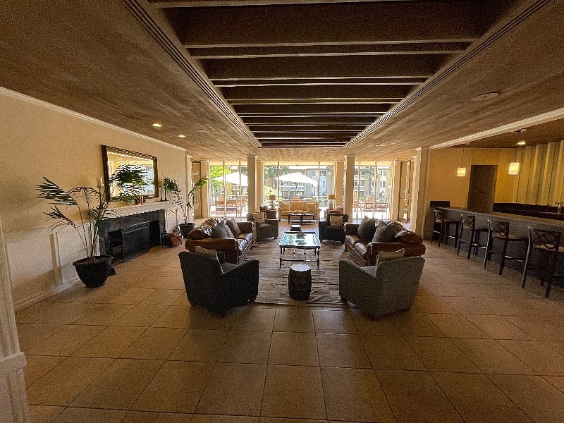 More view of the lobby overlooking the lagoon
