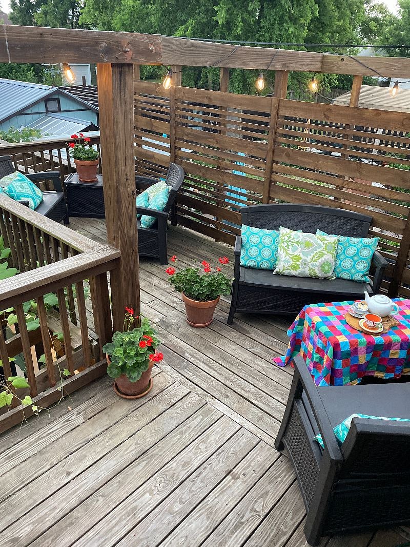 Your private porch outside of the apartment. You can enjoy time to yourself or welcome friends to enjoy with you.