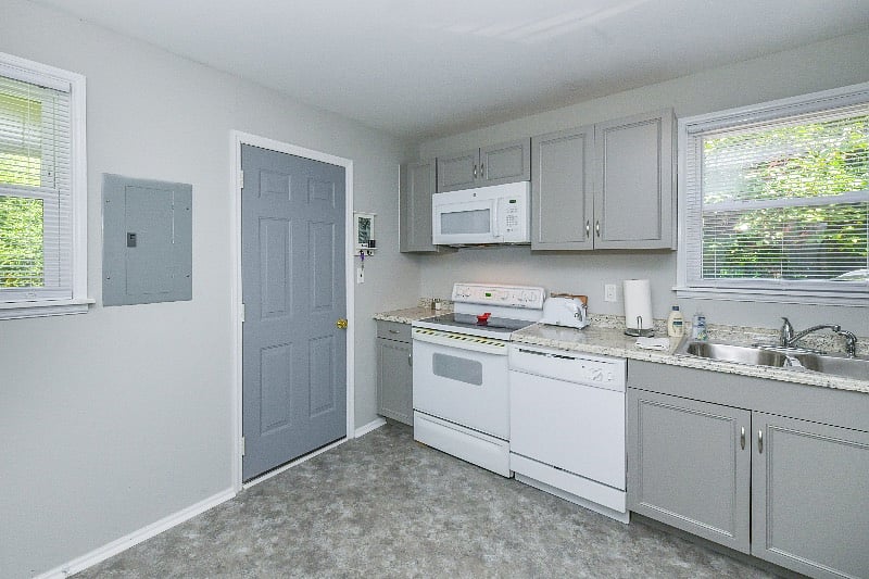 The kitchen is fully furnished with starter paper products and soaps. A starter kit of laundry soap is included as well. 