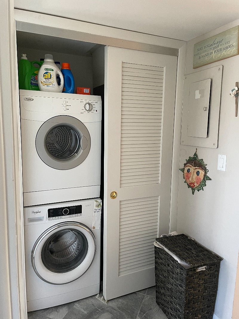Washer / Dryer in the unit.  There is also a full size Washer / Dryer in the complex on the bottom floor. 