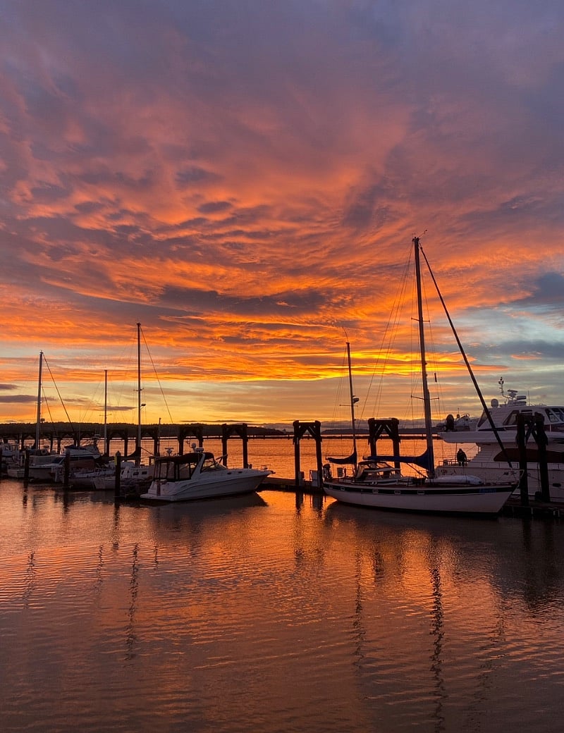One of our many spectacular sunsets in Everett, looking towards the Olympic Mountain range.