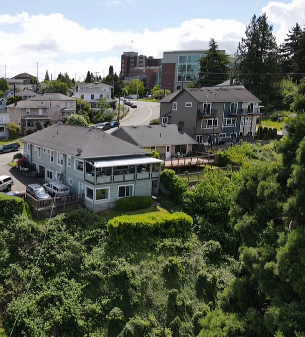 View of Sixplex from back.
Women and Children Pavilion, upper right corner.