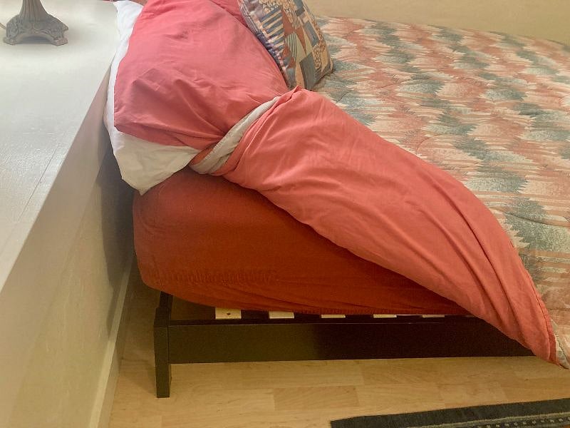 The mattress is comfy with a foam pad on top.