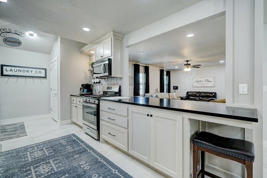 Large size kitchen open to living room