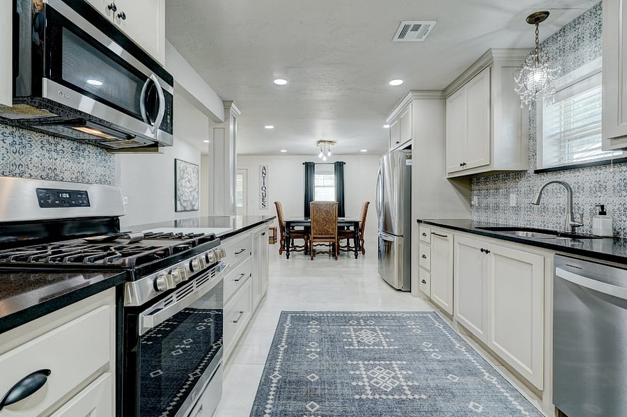 Spacious kitchen open to large dining area