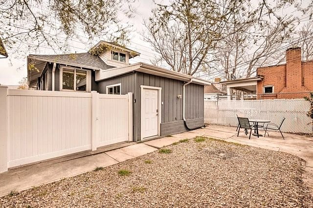 Private fenced in backyard