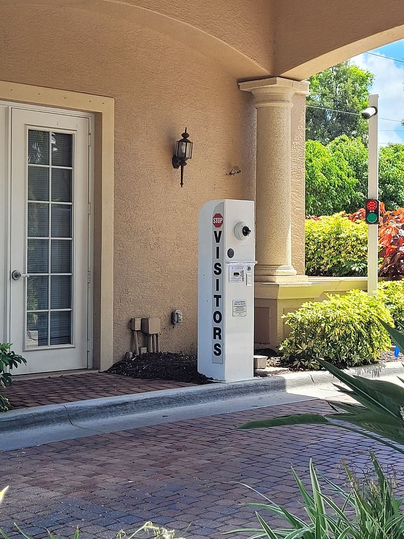 Entrance where you would insert your driver's license to enter property