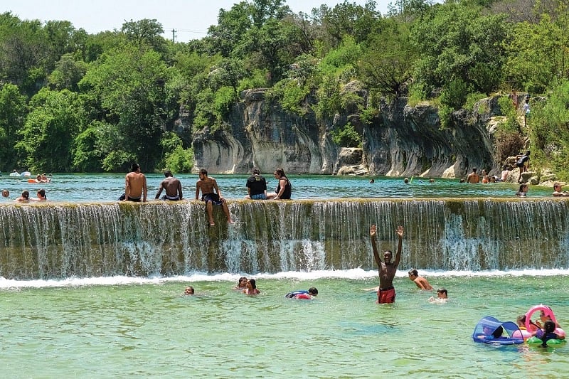 Walk to Downtown's Famous Blue Hole, Deep Water Above Dam, Shallow Below