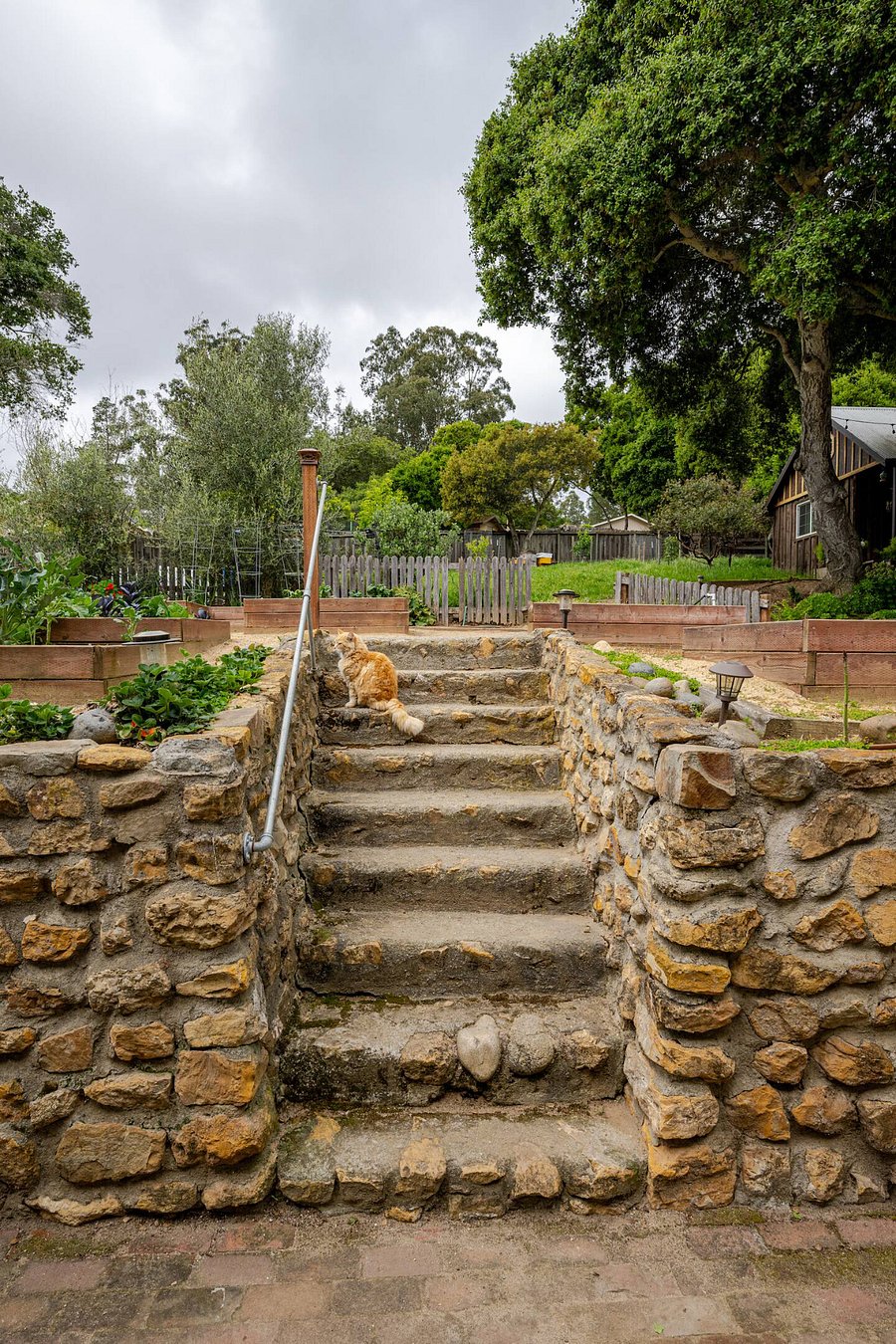 Always use the hand rail on your way up the stairs to the Trailer in the Oaks.